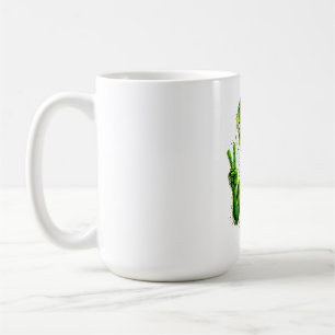 Lustiger Alien-Kopf isst Pizza-UFO Kaffeetasse