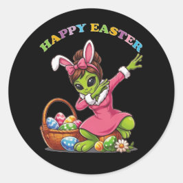 Lustiger Alien-Osterhase Dabbing Süßes Osterei Runder Aufkleber