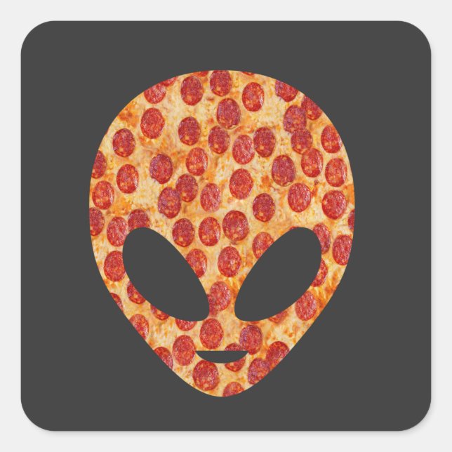 Lustiger Alien-Pizza-Kopf Quadratischer Aufkleber (Vorderseite)