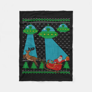 Lustiger Alien Ufo Weihnachtsmann Schlitten Hässli Fleecedecke