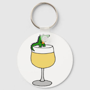 Lustiger Alligator auf Wein-Glas Schlüsselanhänger