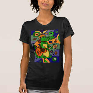 Lustiger Alligator, der Gitarren-Vorlagen-moderne T-Shirt