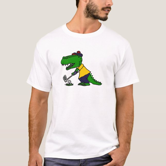 Lustiger Alligator, der Golf spielt T-Shirt (Vorderseite)