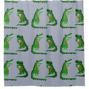 Lustiger Alligator, der mit Krokodil-Kunst spricht Duschvorhang