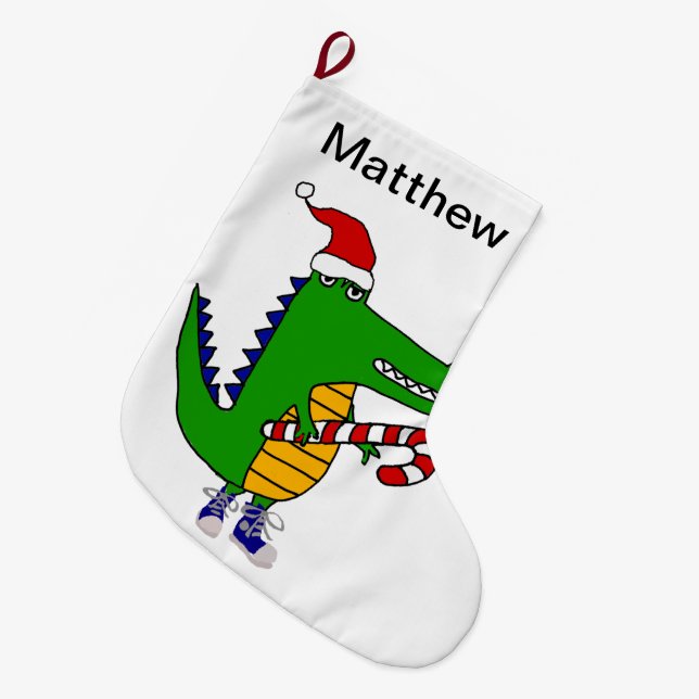 Lustiger Alligator in der Großer Weihnachtsstrumpf (Vorderansicht (hängend))