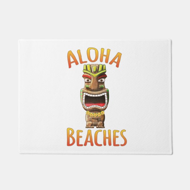 Lustiger Aloha Strand-Hawaiianer Tiki Fußmatte (Vorderseite)