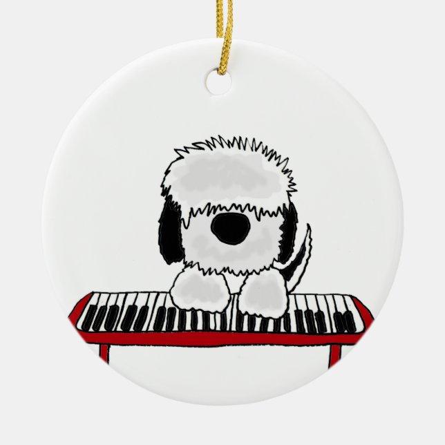 Lustiger alter englischer Schäferhund, der Keramik Ornament (Vorne)