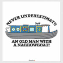 Lustiger alter Mann mit Narrowboat-Zitat