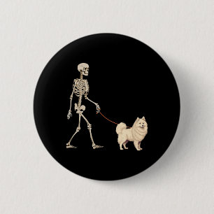 Lustiger Amerikanischer Eskimohund-Skelett-Hundesp Button