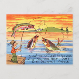 Lustiger Angel-Fischer Postkarte Fisch Cartoon
