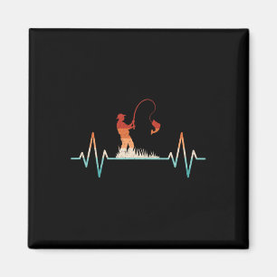 Lustiger Angel-Herzschlag Retro-Fisch Angler Magnet