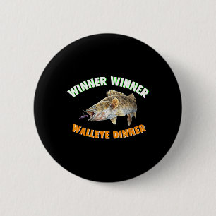 Lustiger Angelgewinner Gewinner Walleye Abendessen Button