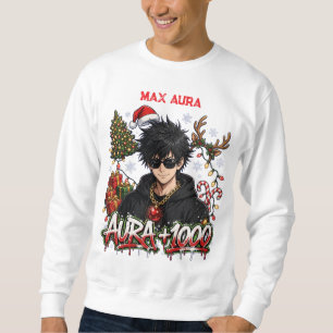 Lustiger Anime-Weihnachtsjunge Max Aura Plus 1000 Sweatshirt