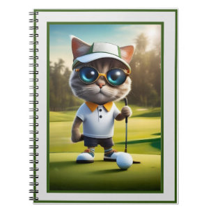 Lustiger animierter Katzen-Golfspieler, Notizblock