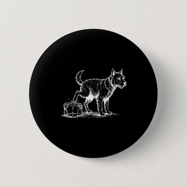 Lustiger Anti-Eis-Hund  Button (Vorderseite)