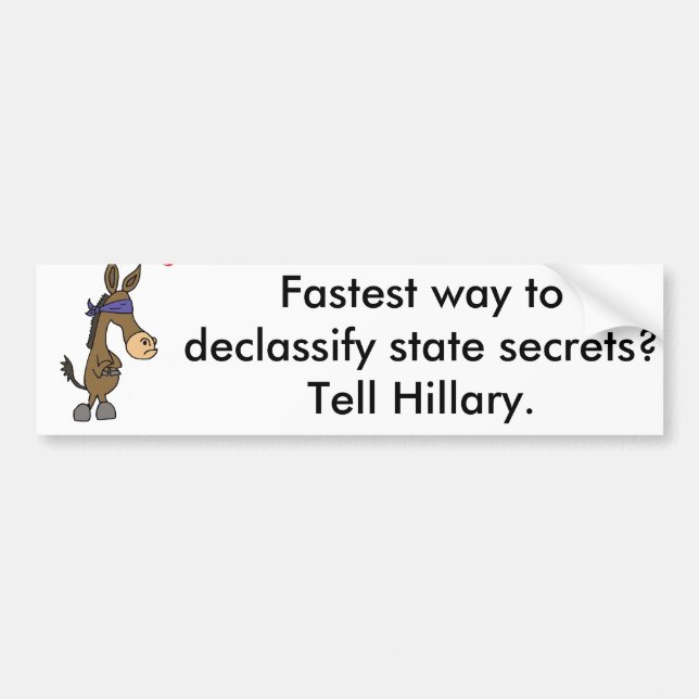 Lustiger Antihillary-Staats-Geheimnis-Cartoon Autoaufkleber (Vorne)
