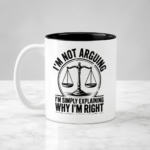 Lustiger Anwalt-Becher Ich streite nicht, Rechts-H Zweifarbige Tasse