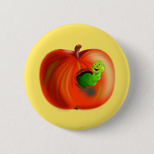 Lustiger Apfelknopf Button