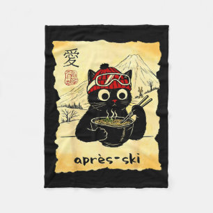 Lustiger Après-Katze-Ski isst Ramen Japan Kawaii S Fleecedecke