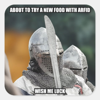 Lustiger ARFID-Ritter-Meme Quadratischer Aufkleber