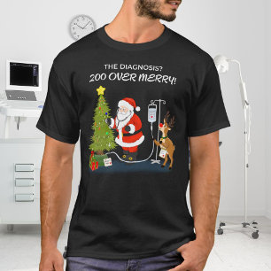 Lustiger Arzt Santa Weihnachtsbaum Check-up T-Shirt