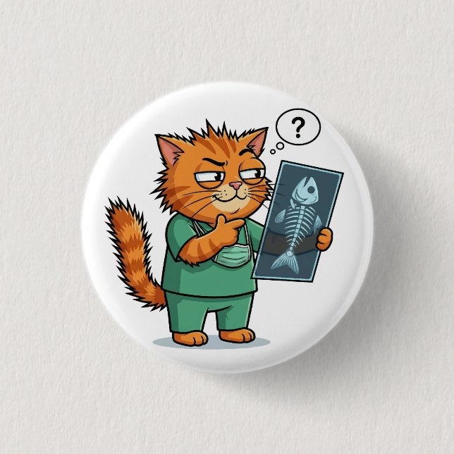 Lustiger Arztkatze Röntgenknopf Button (Vorderseite)