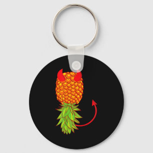 Lustiger auf dem Kopf stehender Ananas-Swinger-Fru Schlüsselanhänger