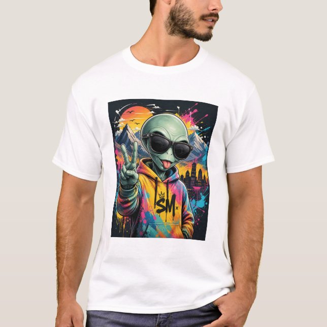 Lustiger Außerirdischer T-Shirt (Vorderseite)