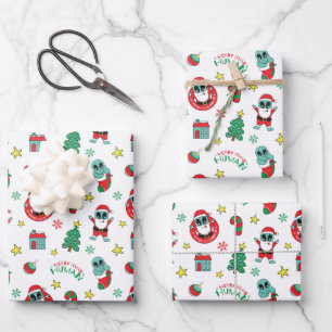Lustiger Außerirdischer Weihnachtsmann Christmas X Geschenkpapier Set