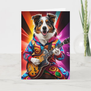 Lustiger australischer Schäferhund Rockstar Karte