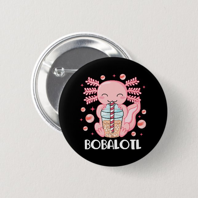 Lustiger Axolotl Bubble Tea Button (Vorne & Hinten)