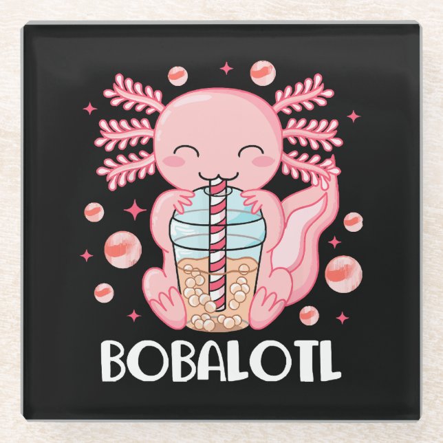 Lustiger Axolotl Bubble Tea Glasuntersetzer (Vorderseite)