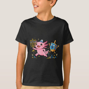 Lustiger Axolotl Dreidel Menorah Chanukka Kinder D T-Shirt