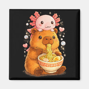 Lustiger Axolotl-Nudel-Anime kawaii und Capybara Magnet