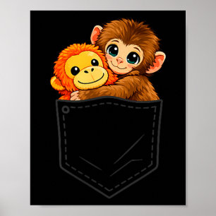 Lustiger Baby-Affe schlägt und Ora-Mama-Taschenmän Poster
