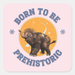 Lustiger Baby-Mammut-Vorzeit-Geburtstag Quadratischer Aufkleber