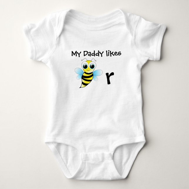 Lustiger Babybienenbodysuit. Mein Vati mag Bier Baby Strampler (Vorderseite)