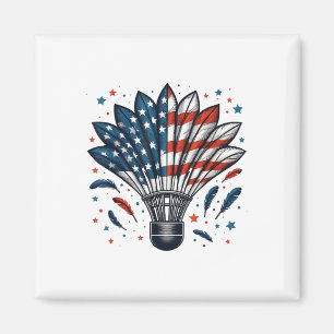 Lustiger Badminton Federball Amerikanisch USA-Flag Magnet