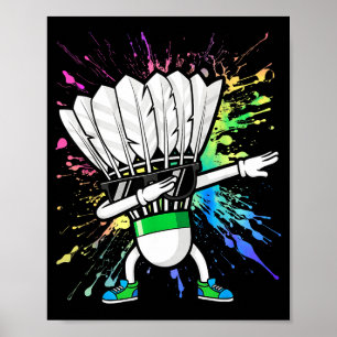 Lustiger Badminton-Spieler Kinder Jungen Männer Fr Poster