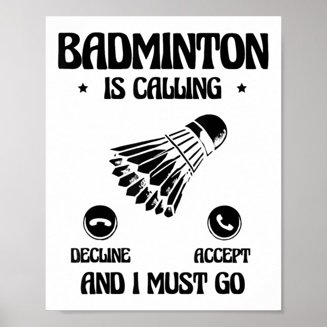 Lustiger Badminton-Spieler Liebt Shuttle-Design 2  Poster (Vorne)