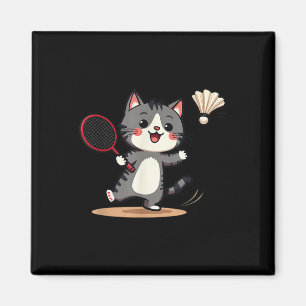 Lustiger Badminton Süße Katze Schläger Federball M Magnet