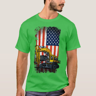 Lustiger Bagger Schwere Maschinen US-Flagge 1 T-Shirt
