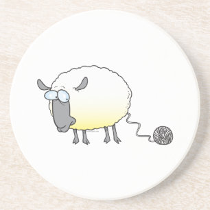 lustiger Ball aus Garn geklontes Schaf Cartoon Sandstein Untersetzer