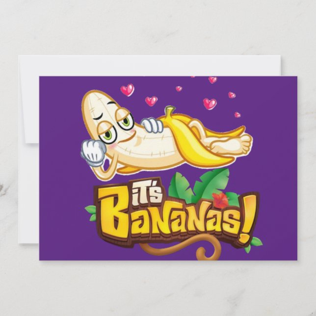 Lustiger Bananenstreit Cartoon Einladung (Vorderseite)
