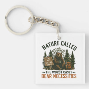 Lustiger Bär Camping Schild Natur rief an Schlüsselanhänger