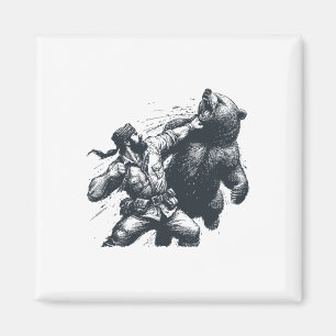 Lustiger Bär, der einen Bären schlägt Retro Vintag Magnet