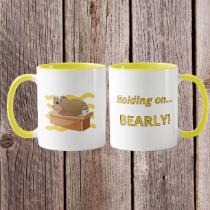 Lustiger Bär „Festhalten, kaum!“ Design Tasse