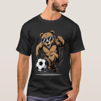 Lustiger Bär spielt Fußball Grafik Sport Ball Anim T-Shirt