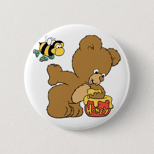 Lustiger Bär stiehlt Honig Button