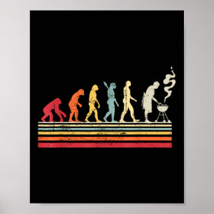 Lustiger Barbecue-Grill-Vater-Evolutions-Mann Vint Poster